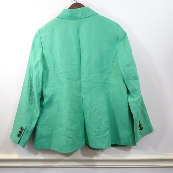 NWT Talbots Linen Blazer Jacket 12P Preppy Career Coastal Light Green Academia - Picture 6 of 7